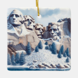 Mount Rushmore Sneeuwkerst Keramisch Ornament