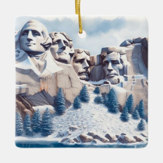 Mount Rushmore Sneeuwkerst Keramisch Ornament (Voorkant)