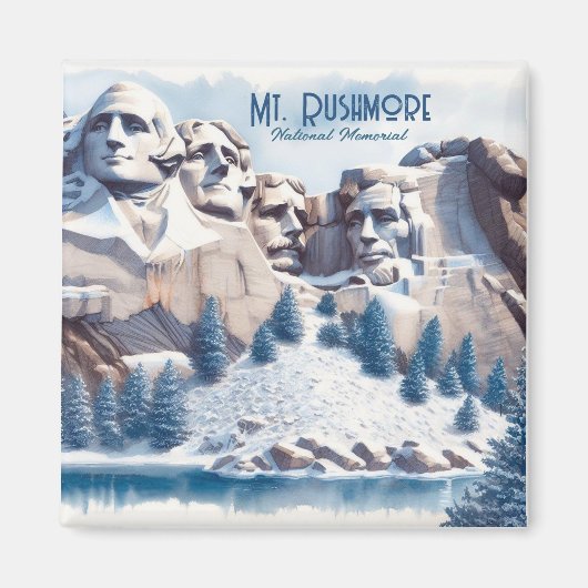 Mount Rushmore Sneeuwkerst Magneet (Voorkant)