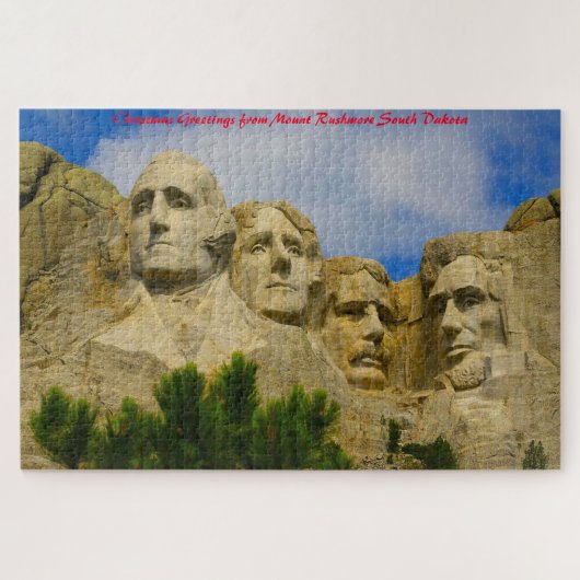 Mount Rushmore South Dakota. Kerstgroeten Legpuzzel (Horizontaal)
