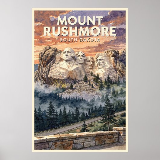 Mount Rushmore South Dakota Reisposter uit het ver Poster (Voorkant)