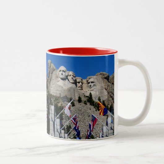 Mount Rushmore South Dakota Souvenir Tweekleurige Koffiemok (Rechts)