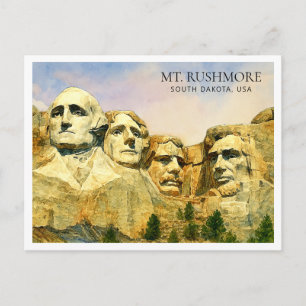 Mount Rushmore USA Aquarel Reis   Feestdagenkaart
