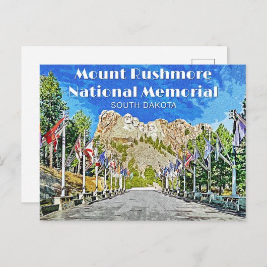 Mount Rushmore Vlaggen Rij Briefkaart (Voorkant / Achterkant)