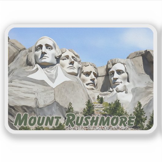 Mount Rushmore Watercolor Sticker (Voorkant)