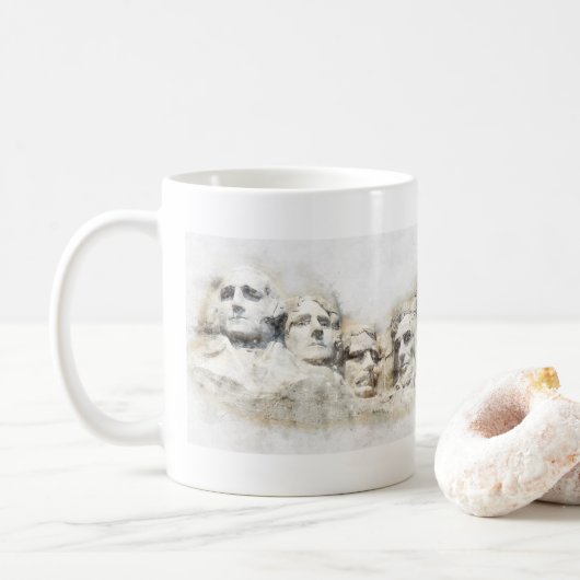 Mount Rushmore waterverf Koffiemok (Met donut)