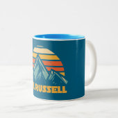 Mount Russell California Retro Turquoise Tweekleurige Koffiemok (Voorkant rechts)