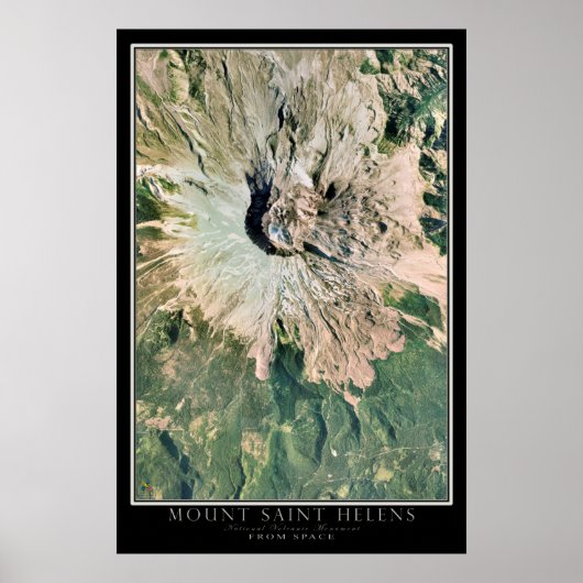 Mount Saint Helens National Monument Satellite Map Poster (Voorkant)