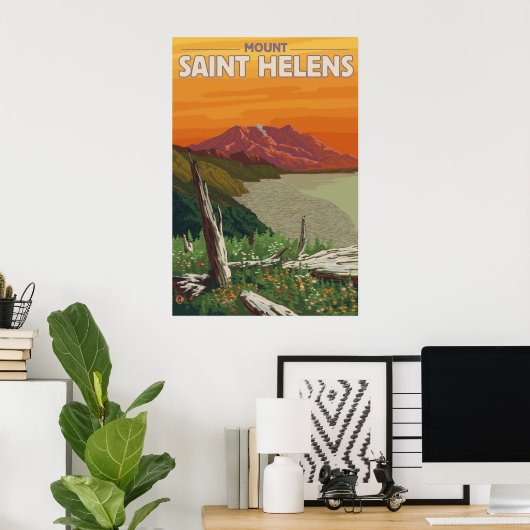 Mount Saint Helens - Spirit Lake - Travel Poster (Thuiskantoor)