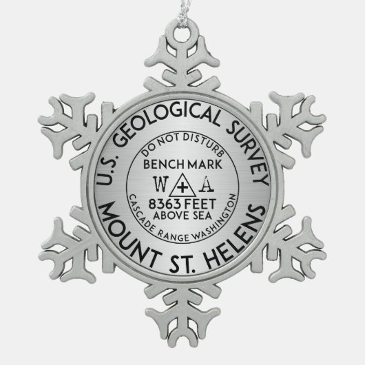 Mount Saint Helens Washington Bench Mark Benchmark Tin Sneeuwvlok Ornament (Voorkant)