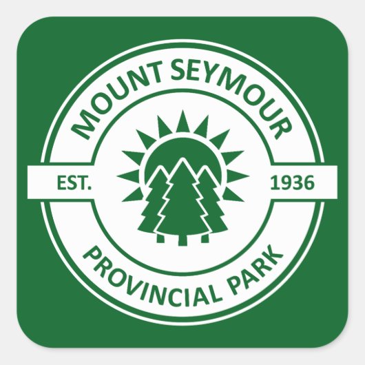 Mount Seymour Provincial Park Zon Bomen Vierkante Sticker (Voorkant)
