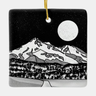 Mount Shasta Black en White Keramisch Ornament
