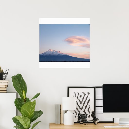 Mount Shasta, CA op Sunset Poster (Thuiskantoor)