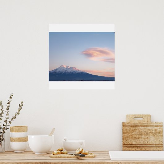Mount Shasta, CA op Sunset Poster (Keuken)