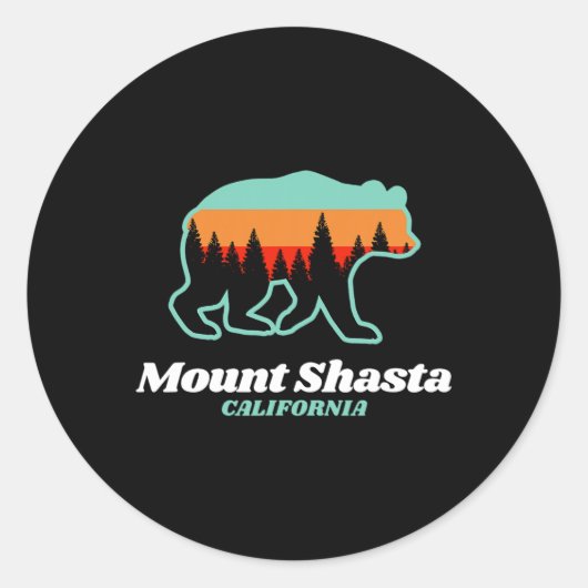 Mount Shasta California Skiën Snowboarding Beer Ronde Sticker (Voorkant)