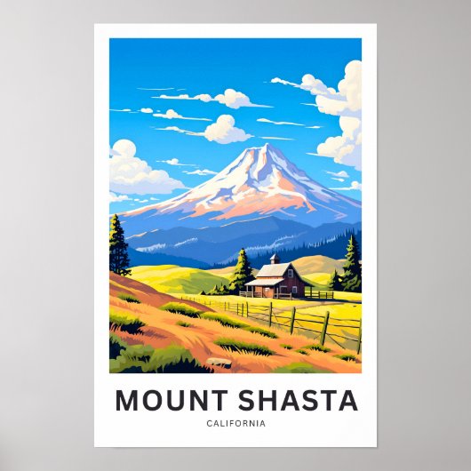 Mount Shasta California Travel Print (Voorkant)