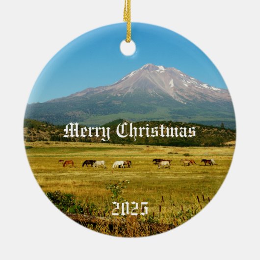Mount Shasta Horses Kerst Ornament (Achterkant)