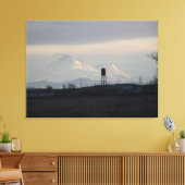 Mount Shasta Zonsondergang in de Sneeuw 3 Canvas Afdruk (Insitu (Woonkamer))
