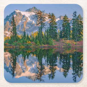 Mount Shuksan weerspiegeld in Reflection Lake Kartonnen Onderzetters
