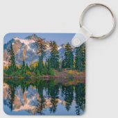 Mount Shuksan weerspiegeld in Reflection Lake Sleutelhanger (Achterkant)