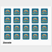 Mount Sill California Retro Turquoise Vierkante Sticker (Vel)