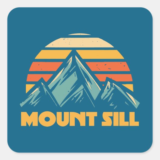 Mount Sill California Retro Turquoise Vierkante Sticker (Voorkant)