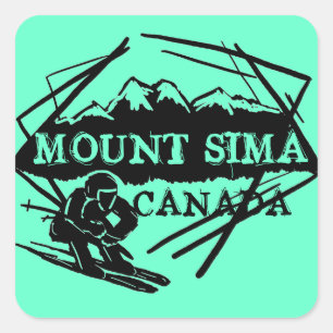 Mount Sima Canada blauwgroen ski-stickers Vierkante Sticker