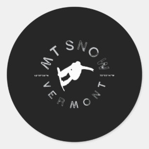 Mount Snow Vermont Graphic  Snowboard T-shirt Ronde Sticker