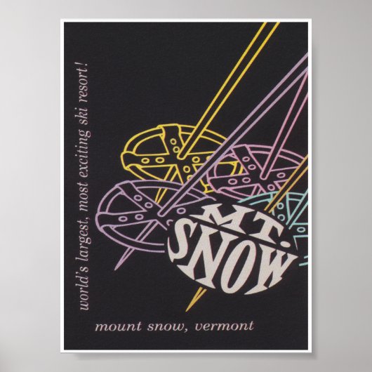 Mount Snow Vermont Retro Ski Travel Poster (Voorkant)