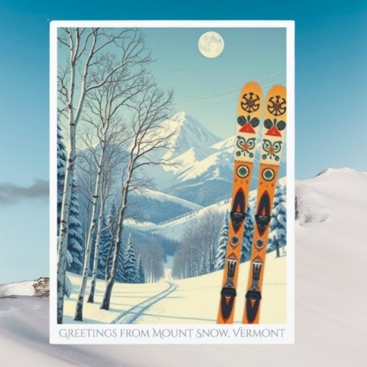 Mount Snow Vermont skivakantie retro Briefkaart