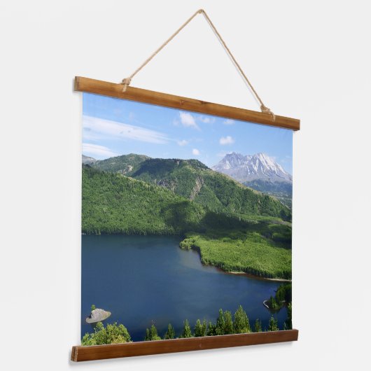 Mount St Helens Coldwater Lake Scenic Landscape Hangend Wandkleed (Gebogen)