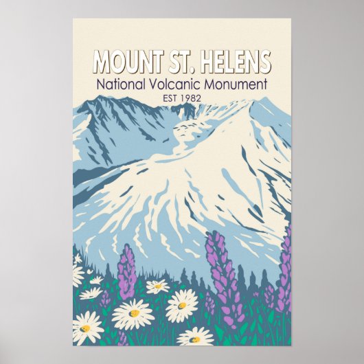Mount St Helens Nationaal Vulkanisch Monument Retr Poster (Voorkant)