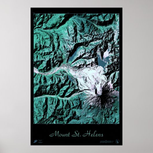 Mount St. Helens Wahington satellietposter Poster (Voorkant)