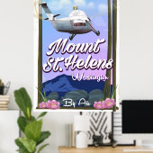 Mount St. Helens Washington Reisposter Poster (Thuiskantoor)