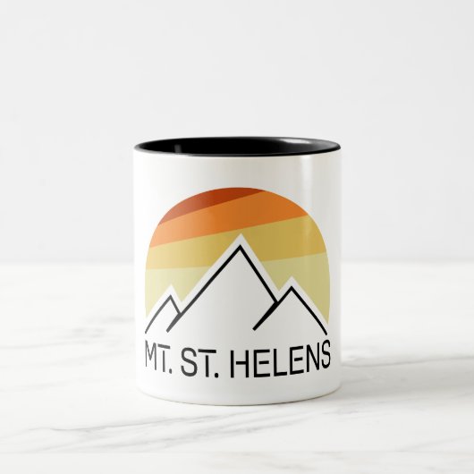 Mount St. Helens Washington Retro Tweekleurige Koffiemok (Center)