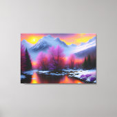 "Mount Sunset" van BarryDyar ©, schilderachtig lan Canvas Afdruk (Voorkant)