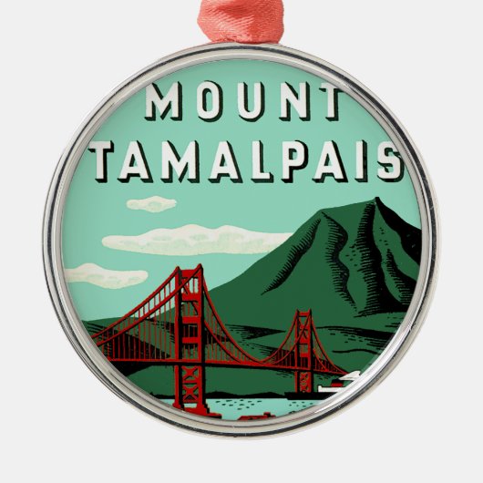 Mount Tamalpais Reisposter Metalen Ornament (Voorkant)
