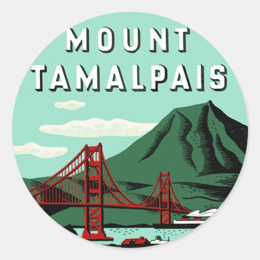 Mount Tamalpais Reisposter Ronde Sticker (Voorkant)