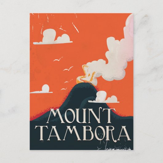 Mount Tambora Volcano Travel Poster Briefkaart (Voorkant)