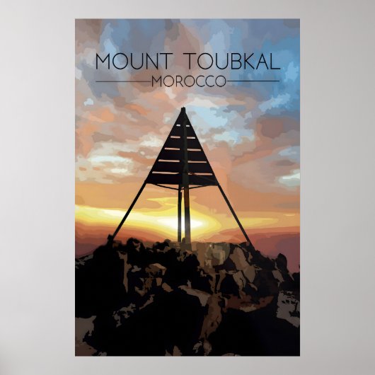 Mount Toubkal Marokko Reisposter Poster (Voorkant)