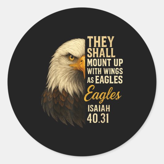 Mount Up Wings As Eagles Isaiah 40_31 Christian Bi Ronde Sticker (Voorkant)