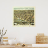 Mount Vernon Ohio 1870 Antiek Panoramic Map Poster (Keuken)