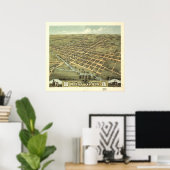 Mount Vernon Ohio 1870 Antiek Panoramic Map Poster (Thuiskantoor)