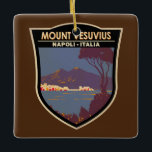 Mount Vesuvius Golf van Napels Badge  Keramisch Ornament<br><div class="desc">Napels en Mount Vesuvius in een vectorkunststijl. De Vesuvius is een somma-stratovulkaan in de Golf van Napels,  in de Italiaanse provincie Campanië.</div>