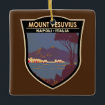 Mount Vesuvius Golf van Napels Badge  Keramisch Ornament<br><div class="desc">Napels en Mount Vesuvius in een vectorkunststijl. De Vesuvius is een somma-stratovulkaan in de Golf van Napels,  in de Italiaanse provincie Campanië.</div>