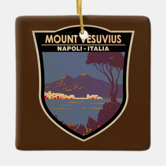 Mount Vesuvius Golf van Napels Badge  Keramisch Ornament (Voorkant)