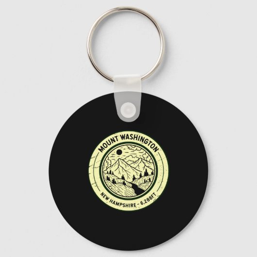 Mount Washington New Hampshire Hiking Skiing Retro Sleutelhanger (Voorkant)