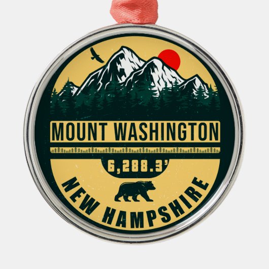 Mount Washington new Hampshire - Retro  Met Metalen Ornament (Voorkant)