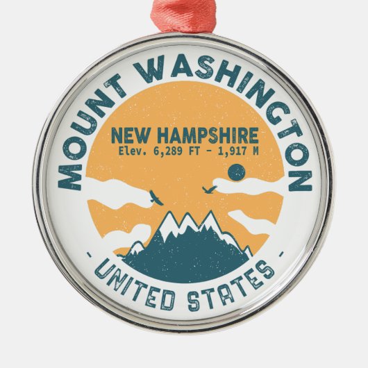 Mount Washington New Hampshire - Retro  Metalen Ornament (Voorkant)