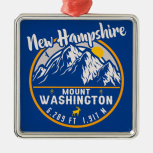 Mount Washington New Hampshire - Retro Mountain Metalen Ornament